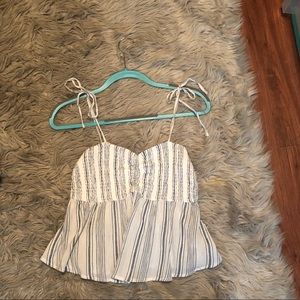 Blue and white striped tie tank